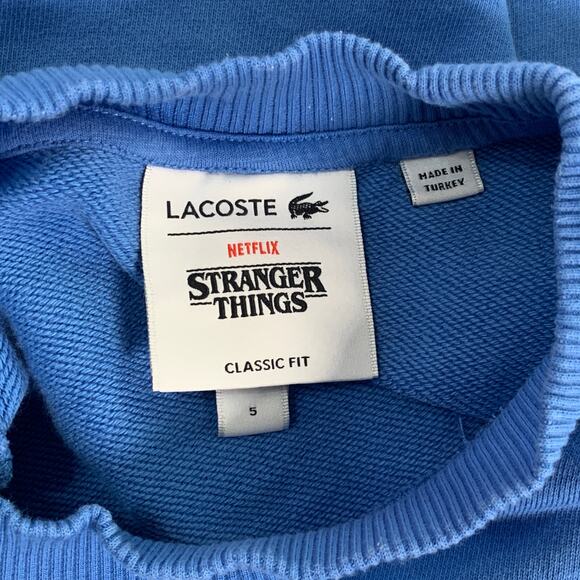 Lacoste x Netflix Stranger Things S Demogorgon Sweatshirt Blue Organic Cotton - Picture 4 of 12